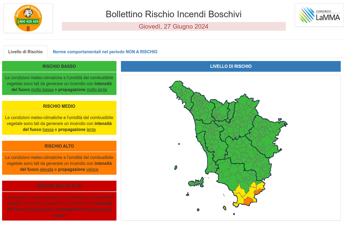 Incendi, dal 1 luglio vietato accendere fuochi in tutta la Toscana